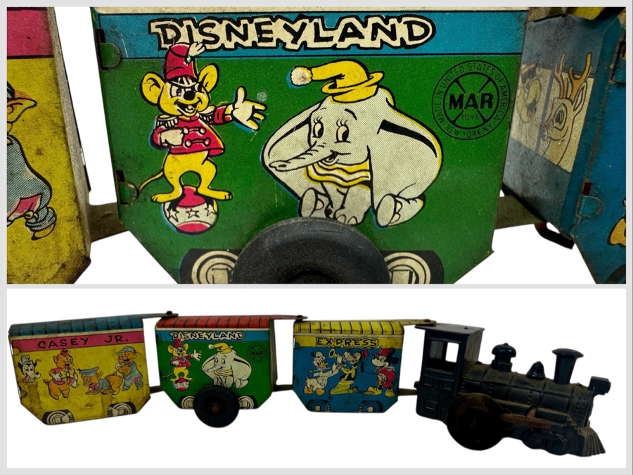 Vintage Marx Toys Casey Jr. Disneyland Express Tin Litho Wind-up Toy Train 12.5'L