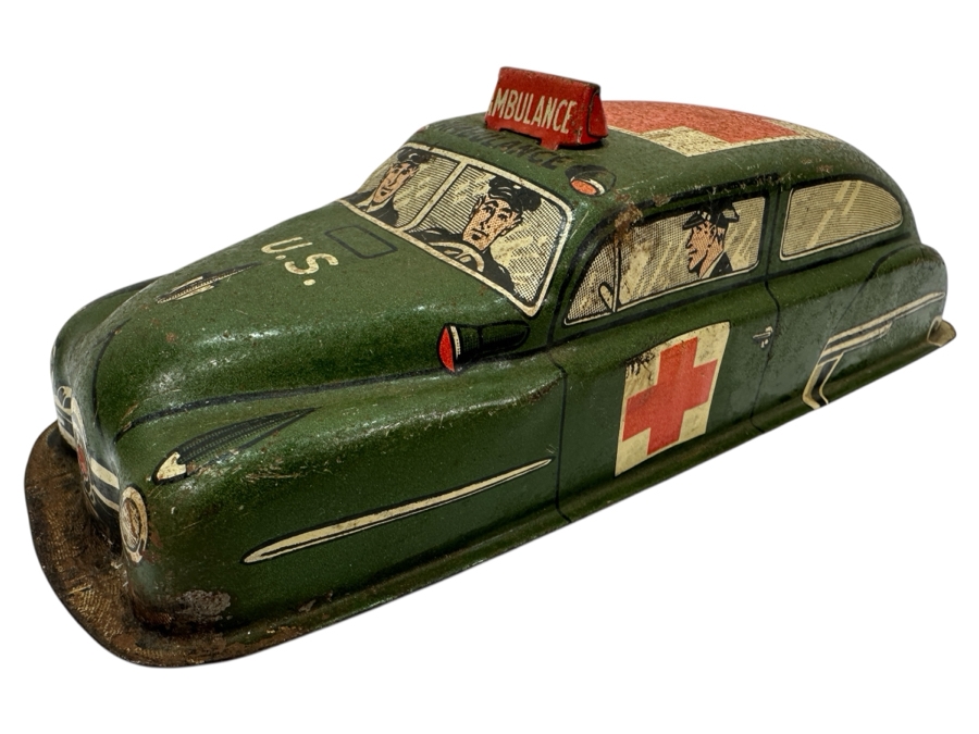 Vintage Lupor Metal US Military Ambulance Toy 7'L