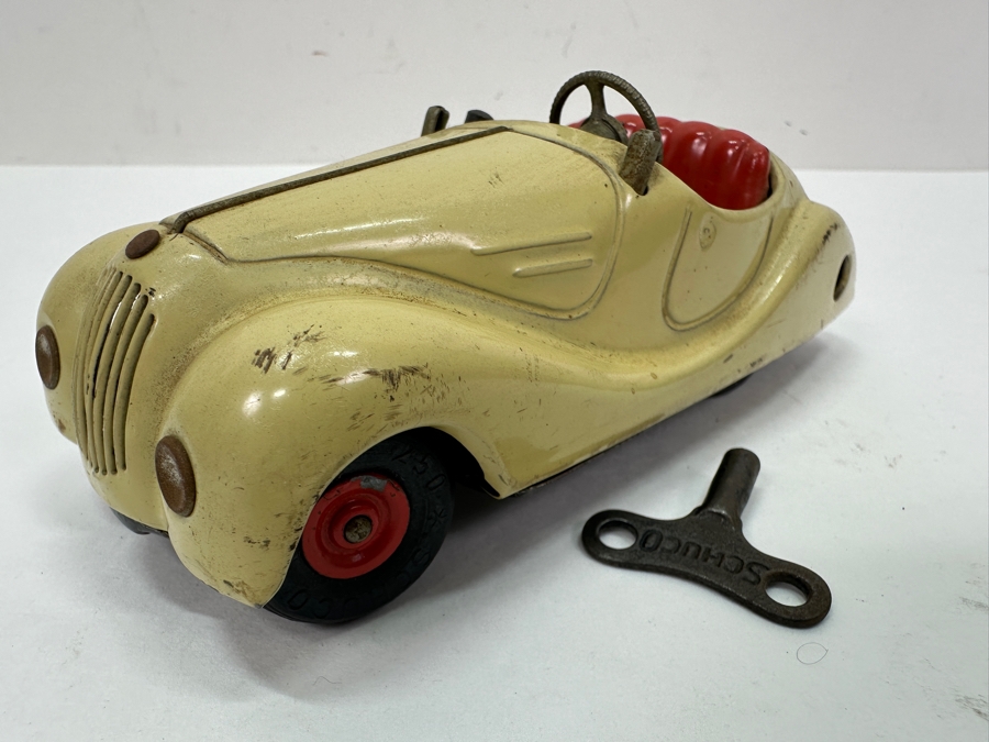 Vintage Schuco Akustico 2002 Wind-up Tinplate Toy Car with Key Made In Us Zone Germany [Photo 6]