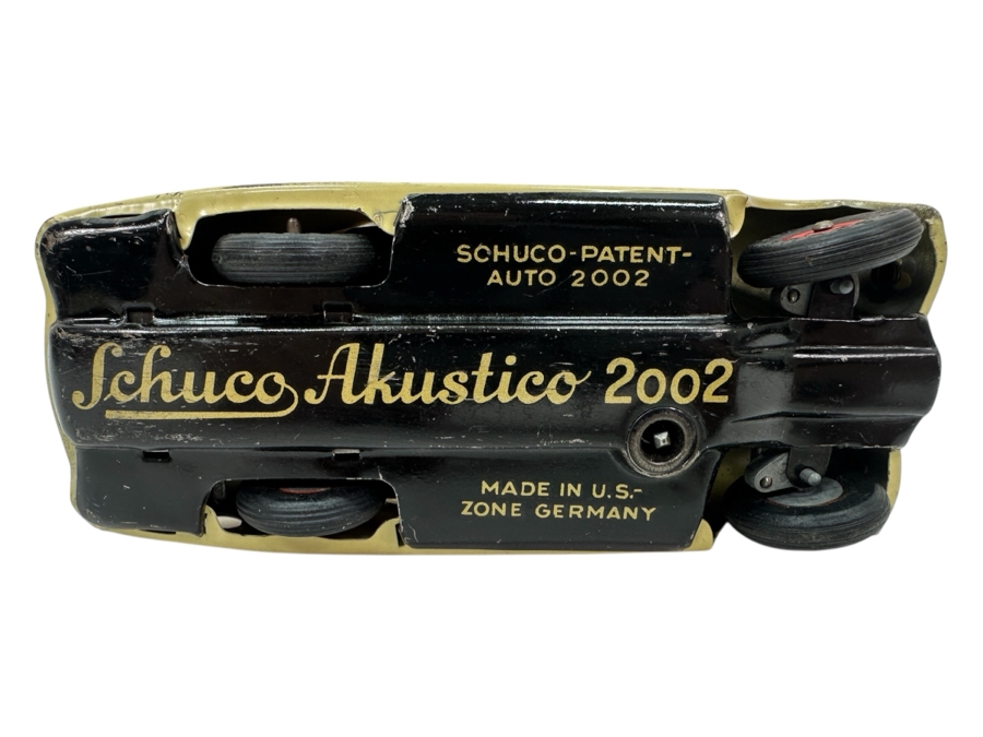 Vintage Schuco Akustico 2002 Wind-up Tinplate Toy Car with Key Made In Us Zone Germany [Photo 4]