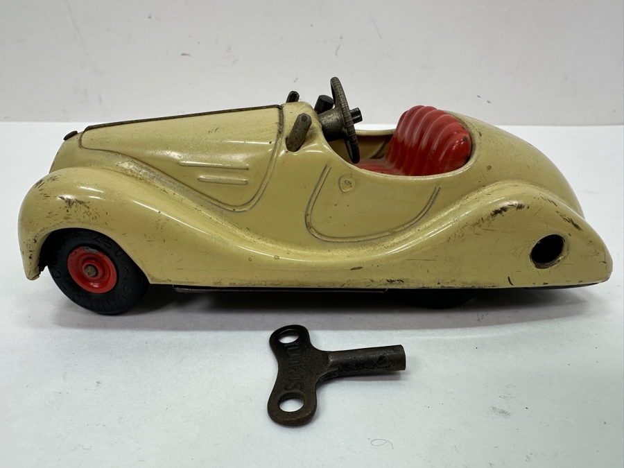 Vintage Schuco Akustico 2002 Wind-up Tinplate Toy Car with Key Made In Us Zone Germany [Photo 5]