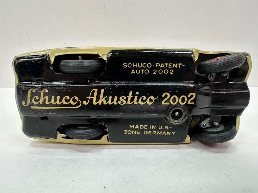 Vintage Schuco Akustico 2002 Wind-up Tinplate Toy Car with Key Made In Us Zone Germany [Photo 12]