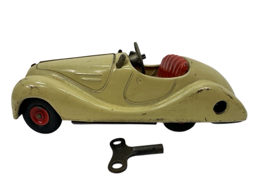 Vintage Schuco Akustico 2002 Wind-up Tinplate Toy Car with Key Made In Us Zone Germany [Photo 3]