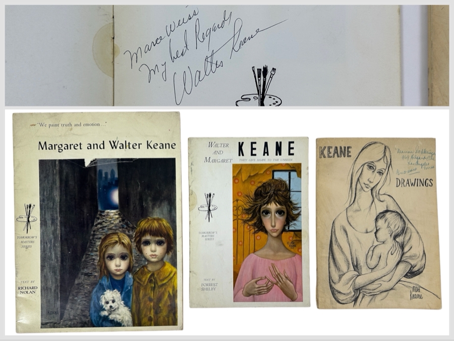 (3) Margaret And Walter Keane Portfolio Editions Art Books - Middle Book Is Hand Signed By Artist Walter Keane
