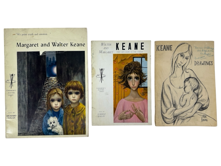 (3) Margaret And Walter Keane Portfolio Editions Art Books - Middle Book Is Hand Signed By Artist Walter Keane [Photo 2]