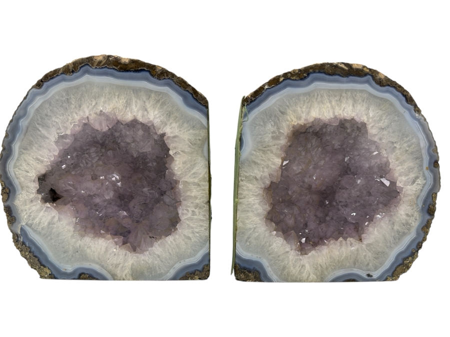 Pair of Amethyst Geode Bookends 6'W x 6.5'H