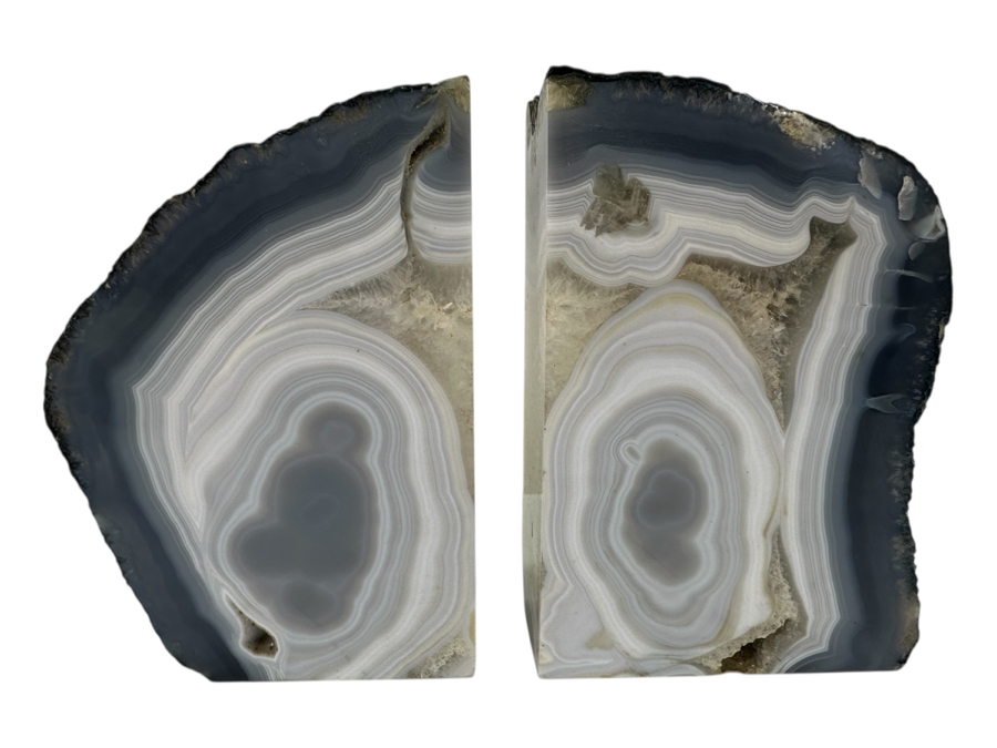 Pair of Agate Geode Bookends 5'W x 7'H
