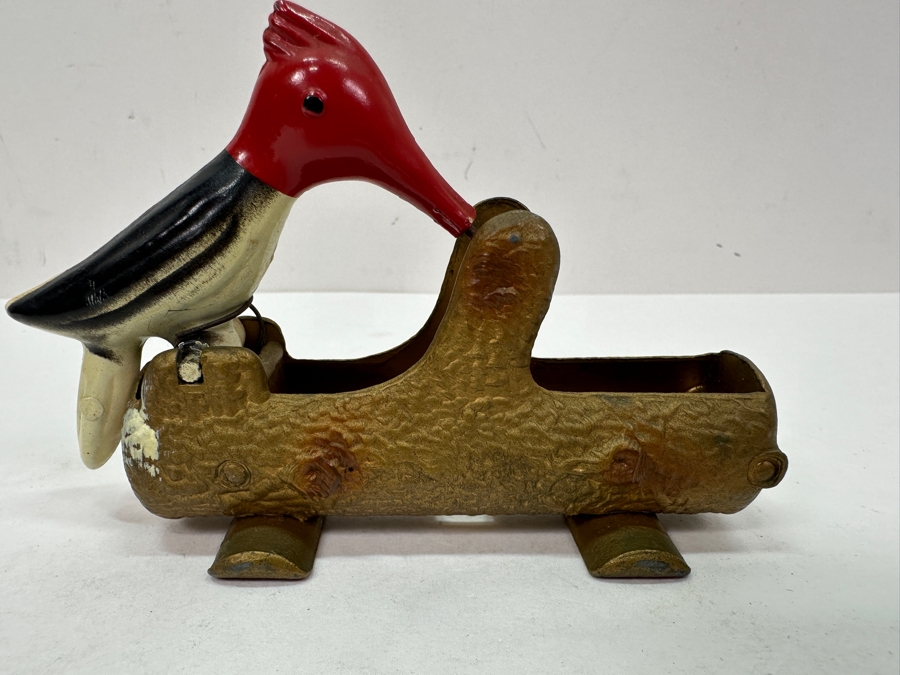 Vintage Cast Metal Painted Woodpecker Toothpick Dispenser 4.5'L [Photo 6]
