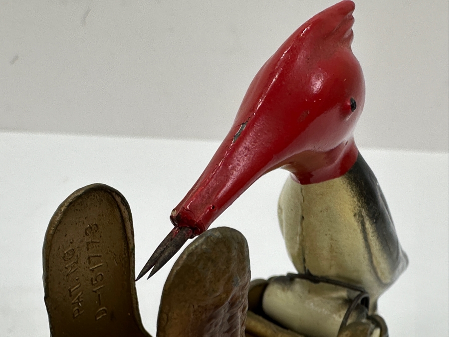 Vintage Cast Metal Painted Woodpecker Toothpick Dispenser 4.5'L [Photo 5]