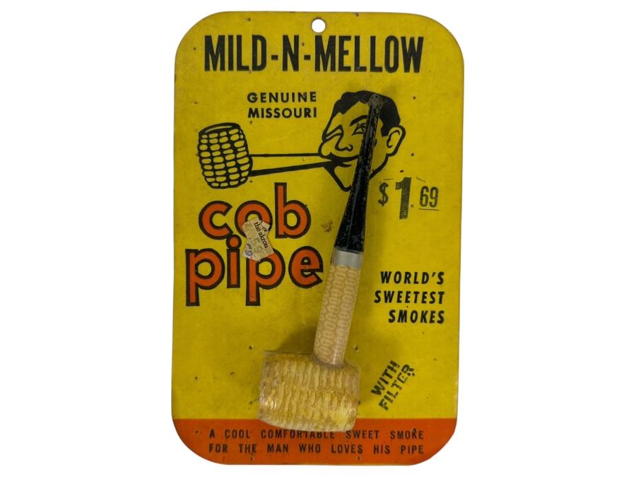 Vintage New Old Stock Buescher's Mild-N-Mellow Cob Smoking Pipe