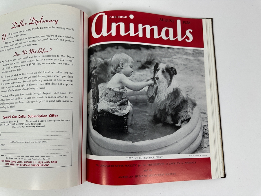 Just Added - Hardcover Bound 1958 Publications Of Our Dumb Animals Published By The Massachusetts Society For The Prevention Of Cruelty To Animals And American Humane Education Society [Photo 9]