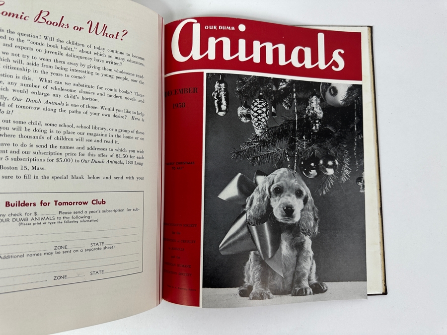 Just Added - Hardcover Bound 1958 Publications Of Our Dumb Animals Published By The Massachusetts Society For The Prevention Of Cruelty To Animals And American Humane Education Society [Photo 11]