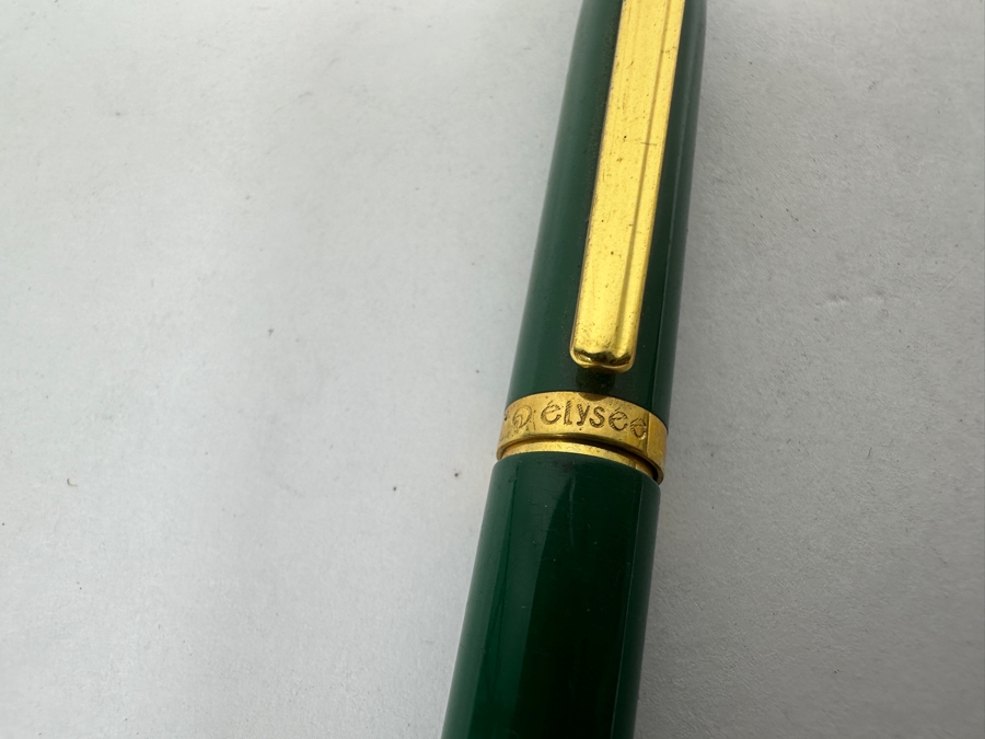 Vintage Elysee Green And Gold Rollerball Pen [Photo 2]