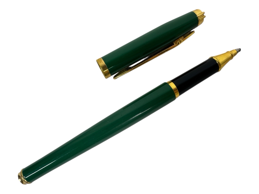 Vintage Elysee Green And Gold Rollerball Pen