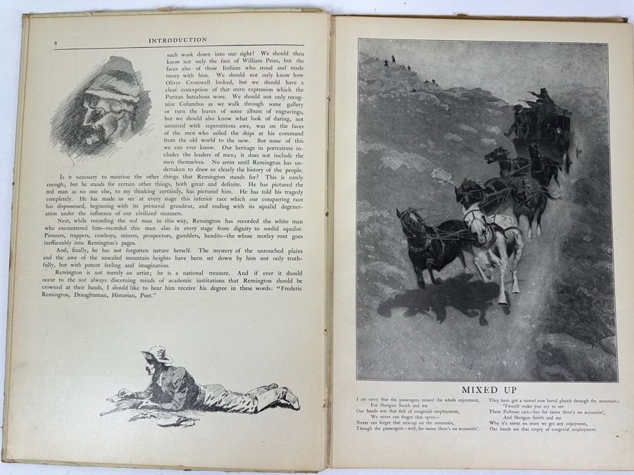 Just Added - Antique 1902 Oversized Hardcover Portfolio Book Done In The Open Drawings By Frederic Remington [Photo 10]