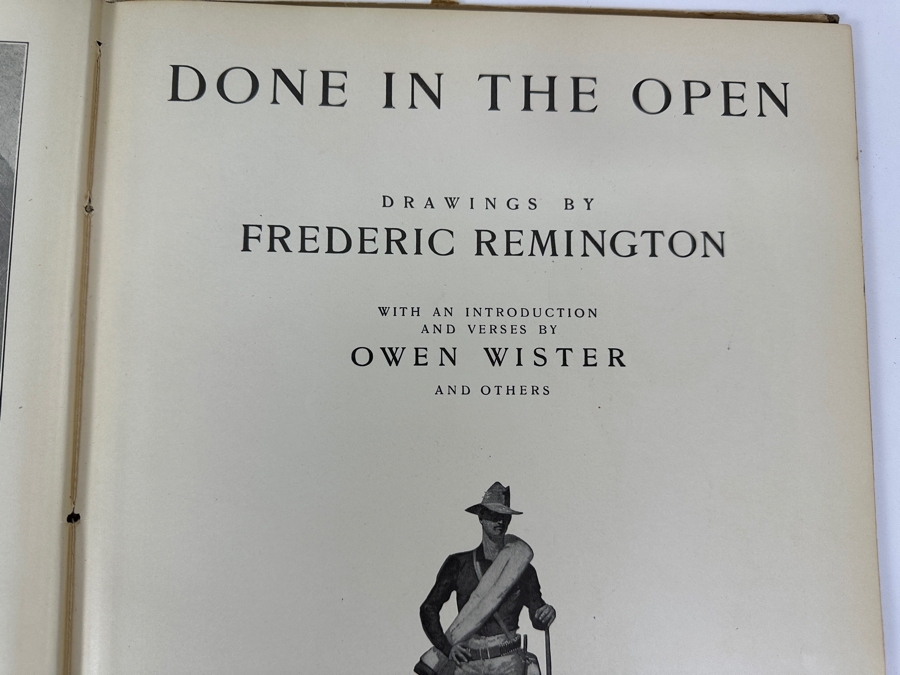 Just Added - Antique 1902 Oversized Hardcover Portfolio Book Done In The Open Drawings By Frederic Remington [Photo 7]
