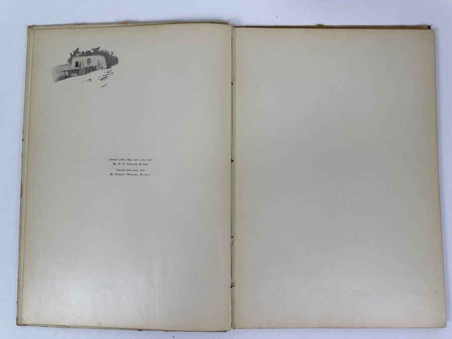 Just Added - Antique 1902 Oversized Hardcover Portfolio Book Done In The Open Drawings By Frederic Remington [Photo 3]