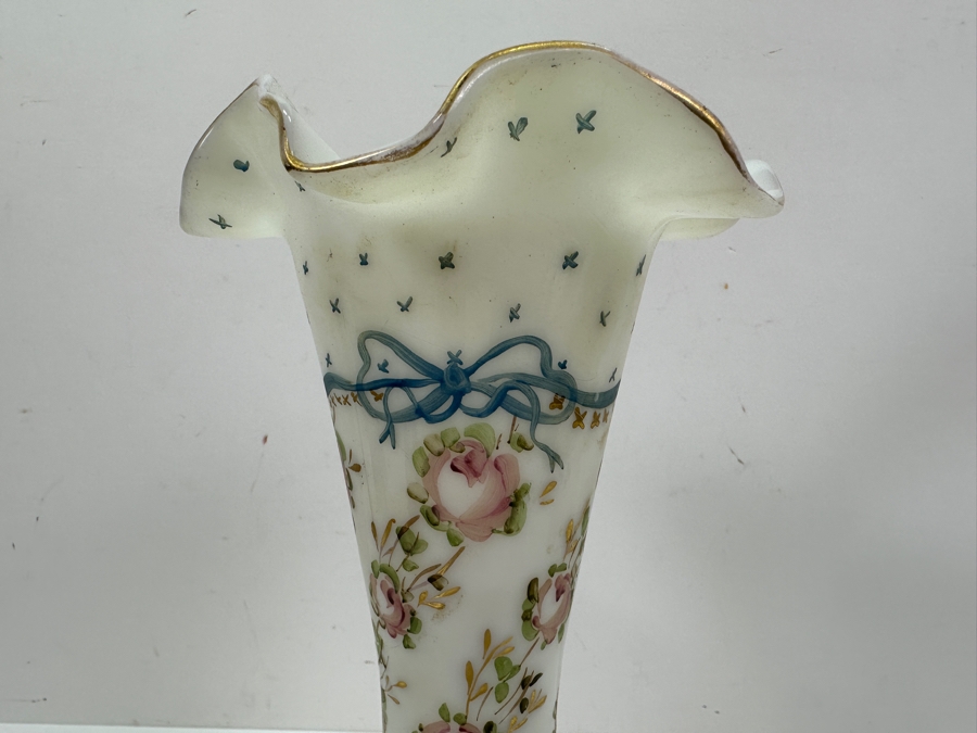Just Added - Vintage Fenton Charleton Milk Glass Vase 11H [Photo 3]