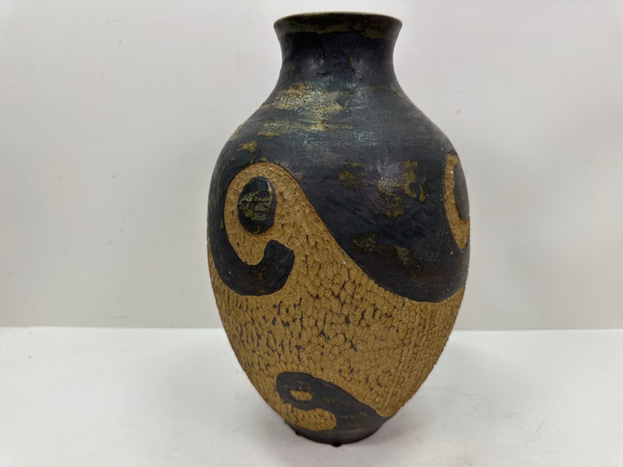 Just Added - Vintage 1975 Stoneware Pottery Vase Signed RD 12.5H [Photo 9]