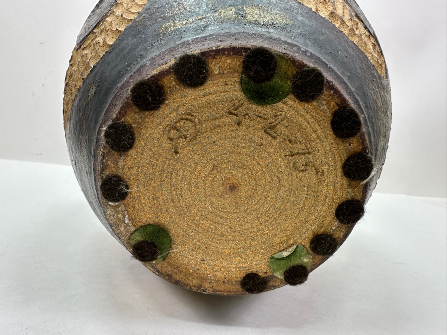 Just Added - Vintage 1975 Stoneware Pottery Vase Signed RD 12.5H [Photo 11]