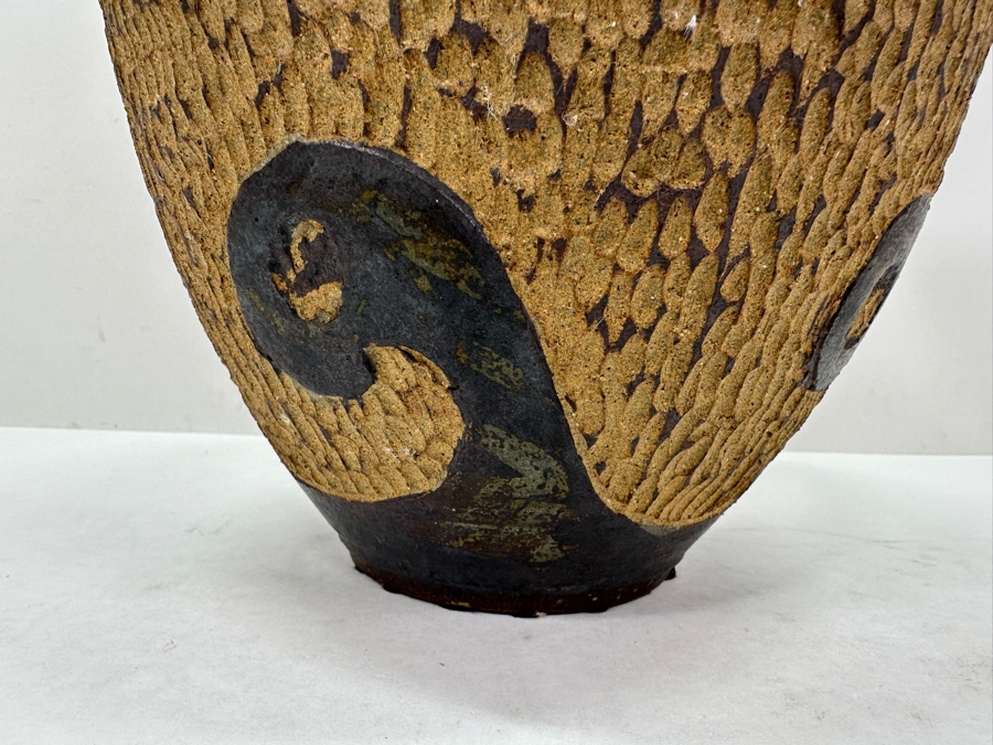 Just Added - Vintage 1975 Stoneware Pottery Vase Signed RD 12.5H [Photo 8]