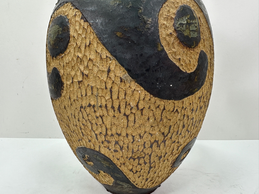 Just Added - Vintage 1975 Stoneware Pottery Vase Signed RD 12.5H [Photo 7]
