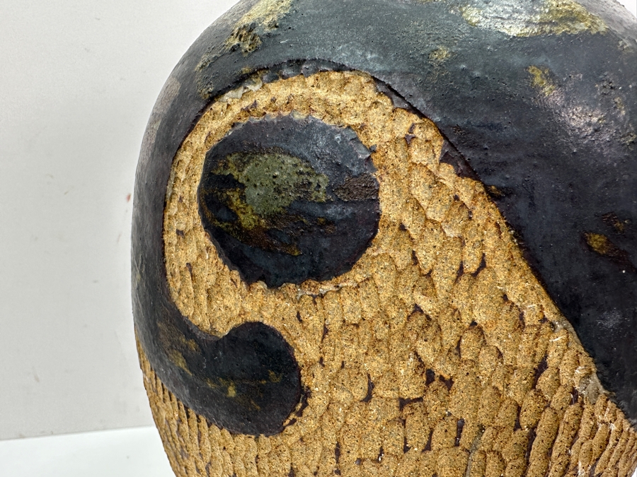 Just Added - Vintage 1975 Stoneware Pottery Vase Signed RD 12.5H [Photo 6]