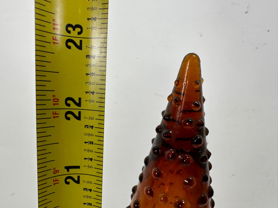Just Added - Vintage Italian Empoli Amber Glass Hobnail Genie Bottle Decanter 23H [Photo 4]