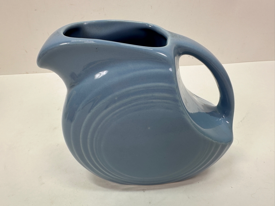 Just Added - Vintage Fiesta Blue Disk Pitcher With Iconic Art Deco Design 5.5H [Photo 2]