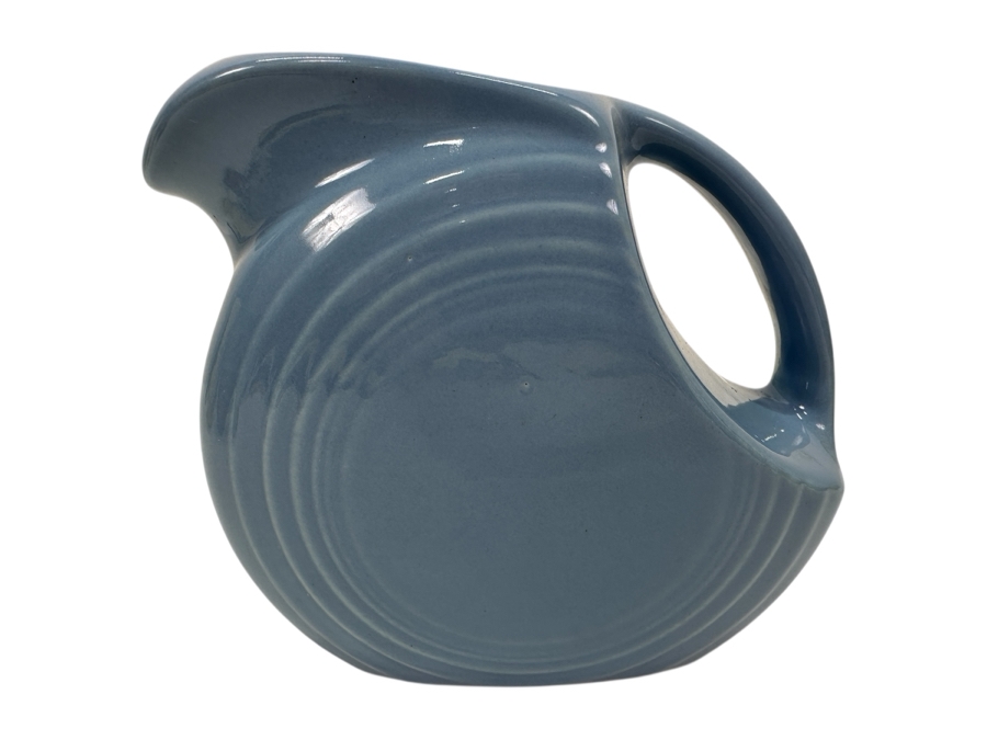 Just Added - Vintage Fiesta Blue Disk Pitcher With Iconic Art Deco Design 5.5H