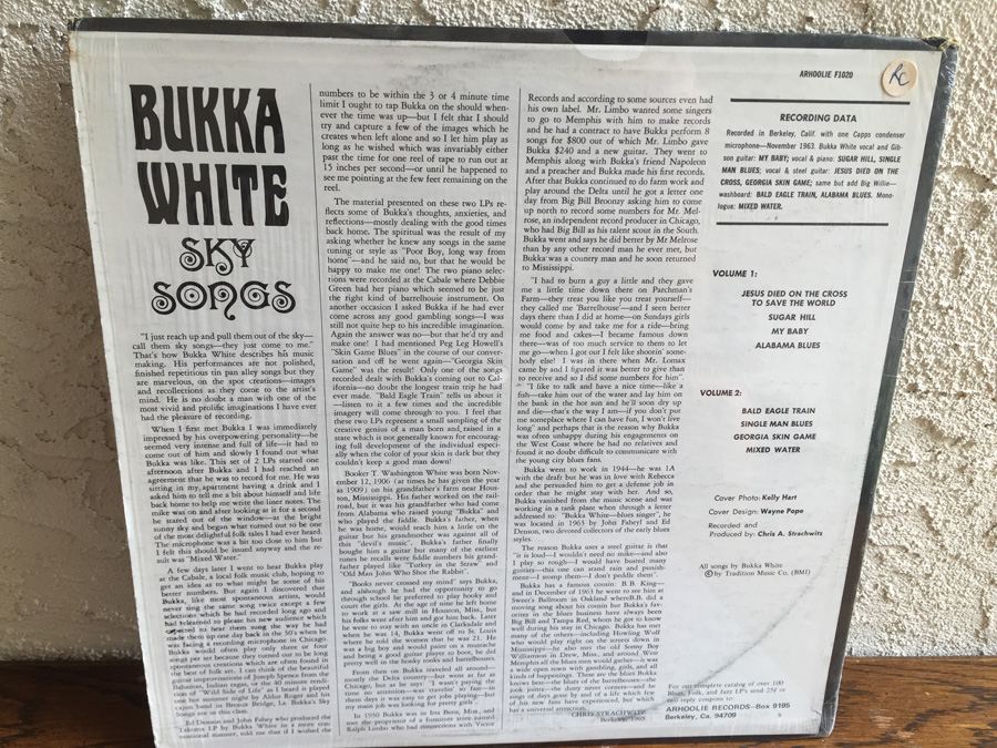 Bukka White ‎– Sky Songs Vol. 2 - Arhoolie Records ‎– F1020 [Photo 2]