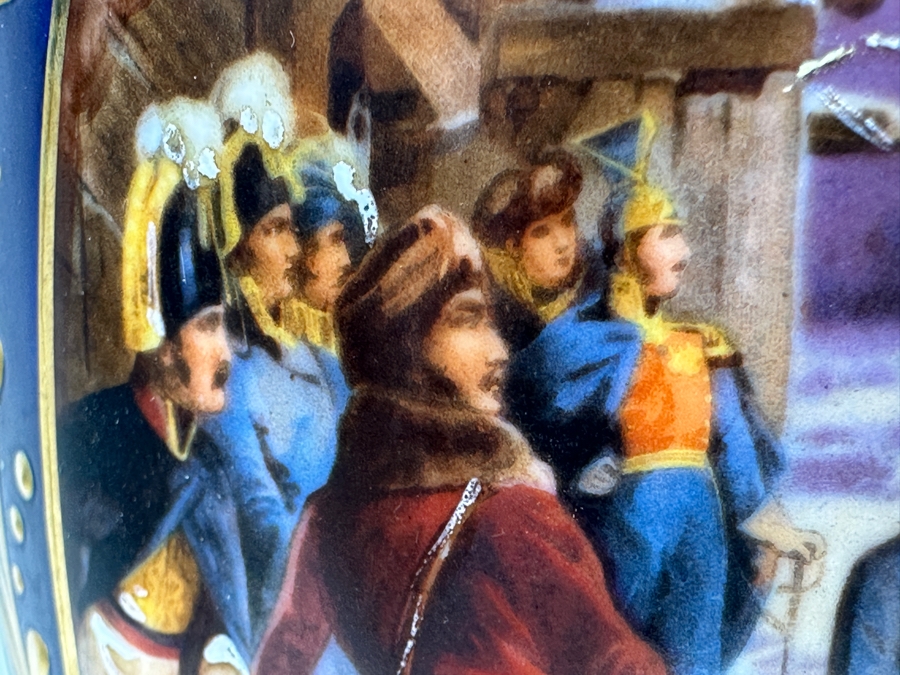 Just Added - Vintage French Hand Painted Sevres Style Porcelain Vase Urn With Gilt Metal Mounts Signed Reols Featuring A Scene Of Napoleon With His Generals 14.5H [Photo 9]