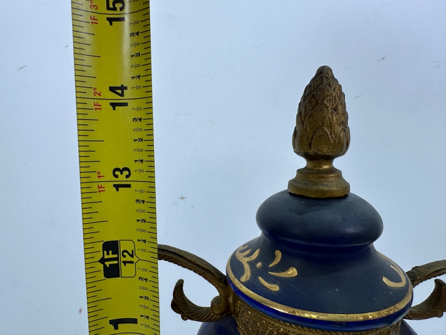 Just Added - Vintage French Hand Painted Sevres Style Porcelain Vase Urn With Gilt Metal Mounts Signed Reols Featuring A Scene Of Napoleon With His Generals 14.5H [Photo 15]