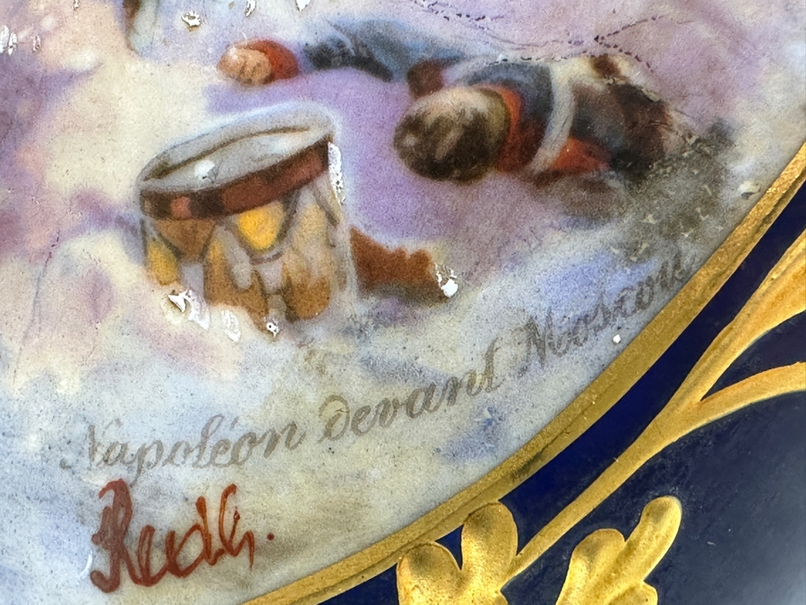 Just Added - Vintage French Hand Painted Sevres Style Porcelain Vase Urn With Gilt Metal Mounts Signed Reols Featuring A Scene Of Napoleon With His Generals 14.5H [Photo 11]