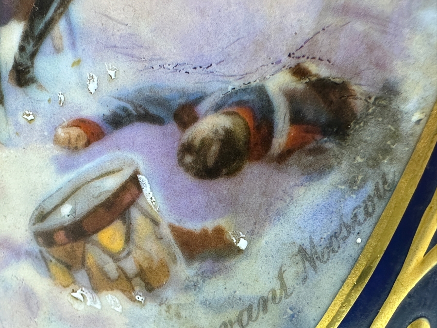 Just Added - Vintage French Hand Painted Sevres Style Porcelain Vase Urn With Gilt Metal Mounts Signed Reols Featuring A Scene Of Napoleon With His Generals 14.5H [Photo 12]