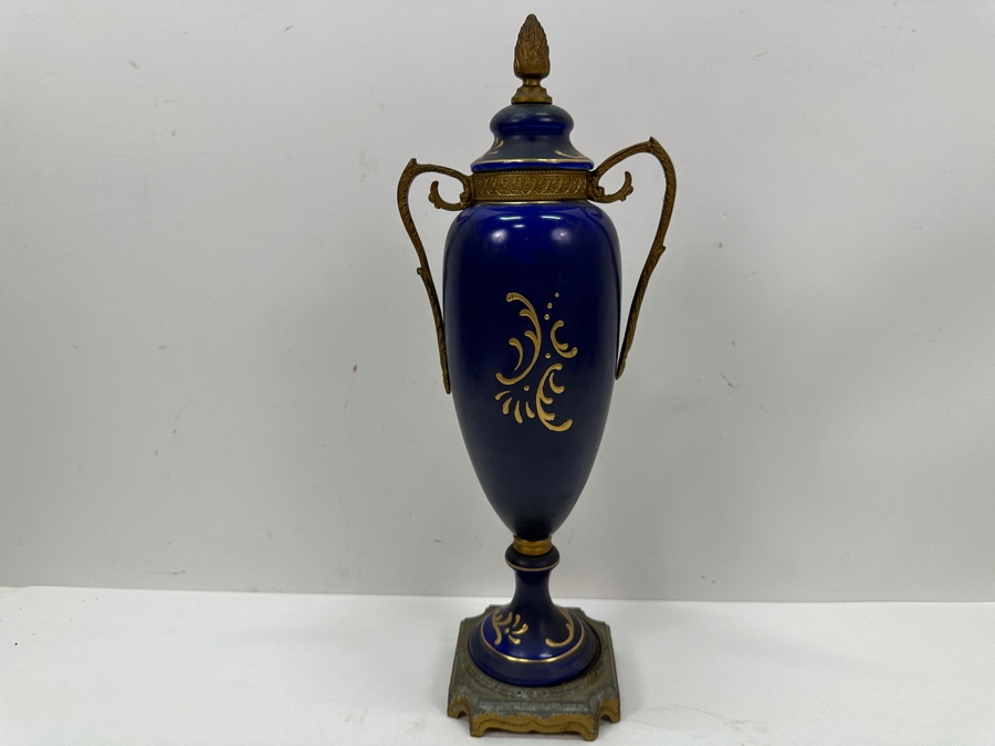 Just Added - Vintage French Hand Painted Sevres Style Porcelain Vase Urn With Gilt Metal Mounts Signed Reols Featuring A Scene Of Napoleon With His Generals 14.5H [Photo 13]