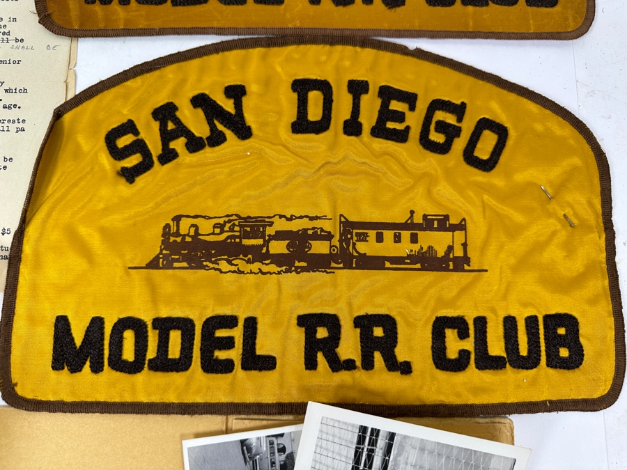 Just Added - San Diego Model Railroad Club & Balboa Park Railroad Museum Collectibles: 2 Oversized SD Model R. R. Club Patches, 1949 Articles Of Incorporation SD Model RR Association, SD Model RR Club Constitution, Early Photos, Brochures & Newsletters [Photo 2]