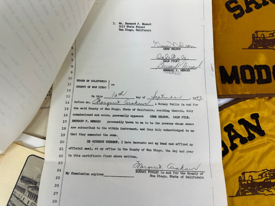 Just Added - San Diego Model Railroad Club & Balboa Park Railroad Museum Collectibles: 2 Oversized SD Model R. R. Club Patches, 1949 Articles Of Incorporation SD Model RR Association, SD Model RR Club Constitution, Early Photos, Brochures & Newsletters [Photo 9]