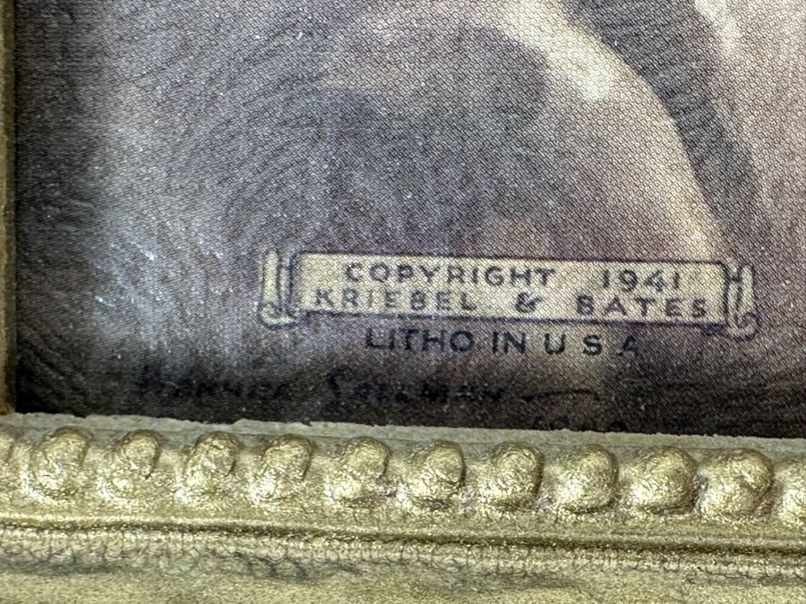 Just Added - Vintage 1941 Kriebel & Bates Lithograph Of Jesus Framed 10.5 X 12.5 [Photo 5]