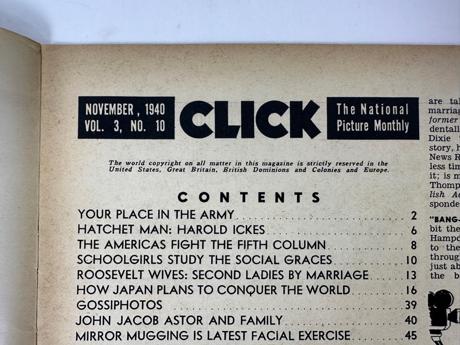 Just Added - Vintage 1944 Vol. 3, No. 10 Click Magazine The National Picture Monthly [Photo 3]