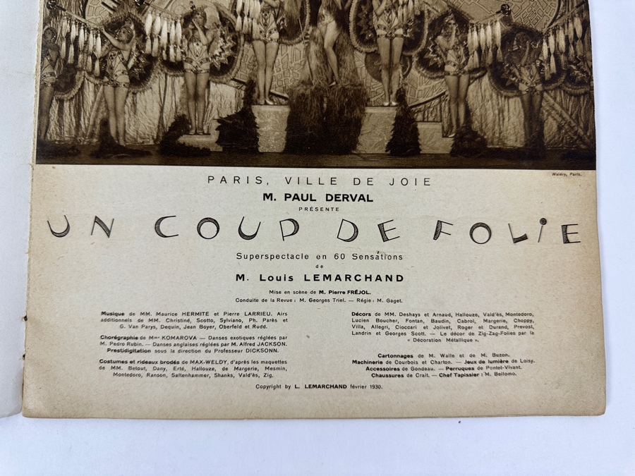 Just Added - Vintage 1930 French Parisian Folies Bergere Cabaret Souvenir Program (Contains Nudity) [Photo 5]