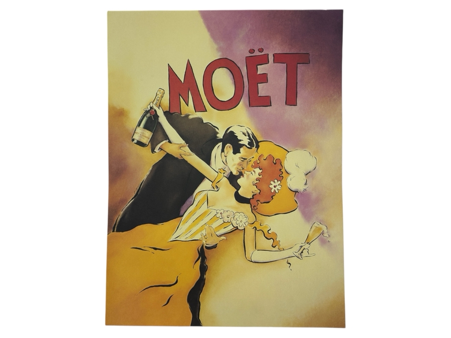 Just Added - Moet Champagne - Couple Poster By Vince McIndoe 18 X 24
