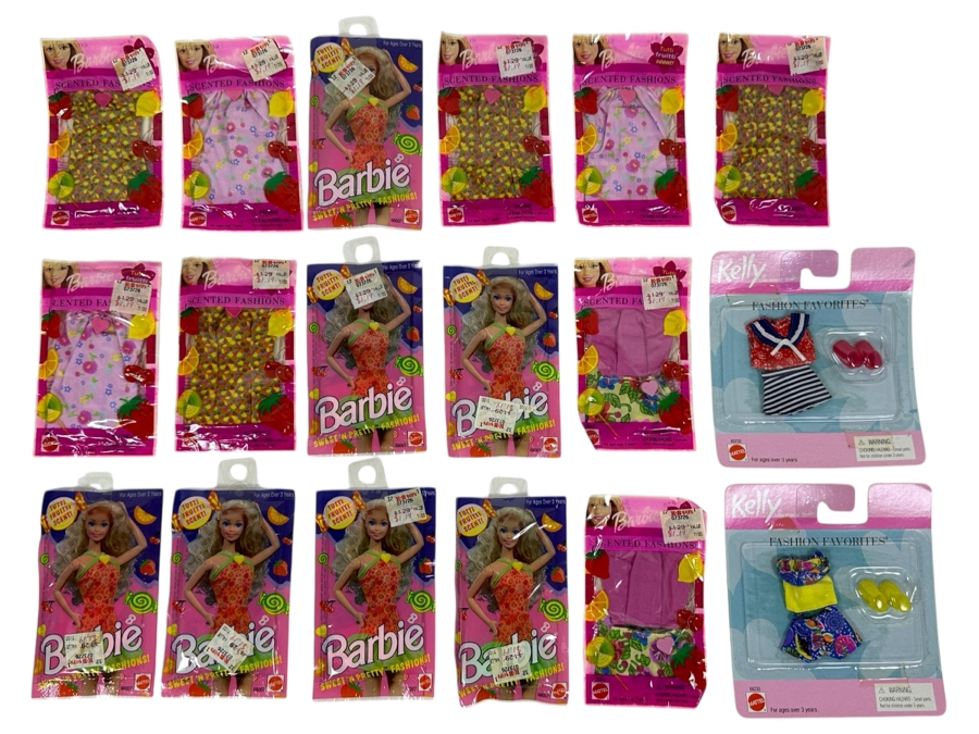 Just Added - (18) New Old Stock Barbie Clothes & Scented Fashions