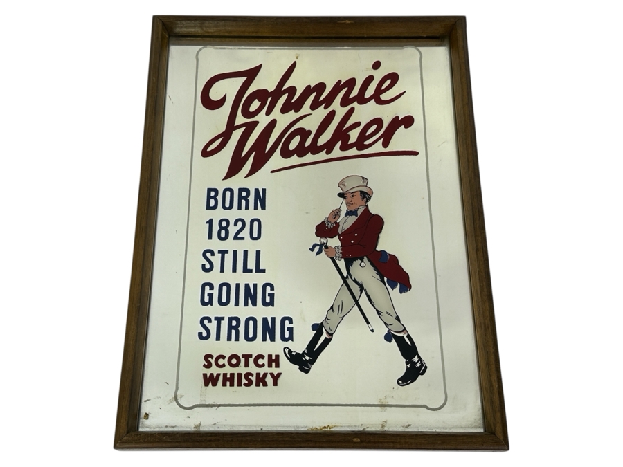 Just Added - Vintage Johnnie Walker Scotch Whisky Advertising Mirror 12 X 15.5