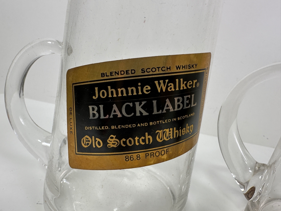 Just Added - Pair Of Johnnie Walker Black Label Old Scotch Whisky Advertising Glass Pitchers 7H [Photo 3]