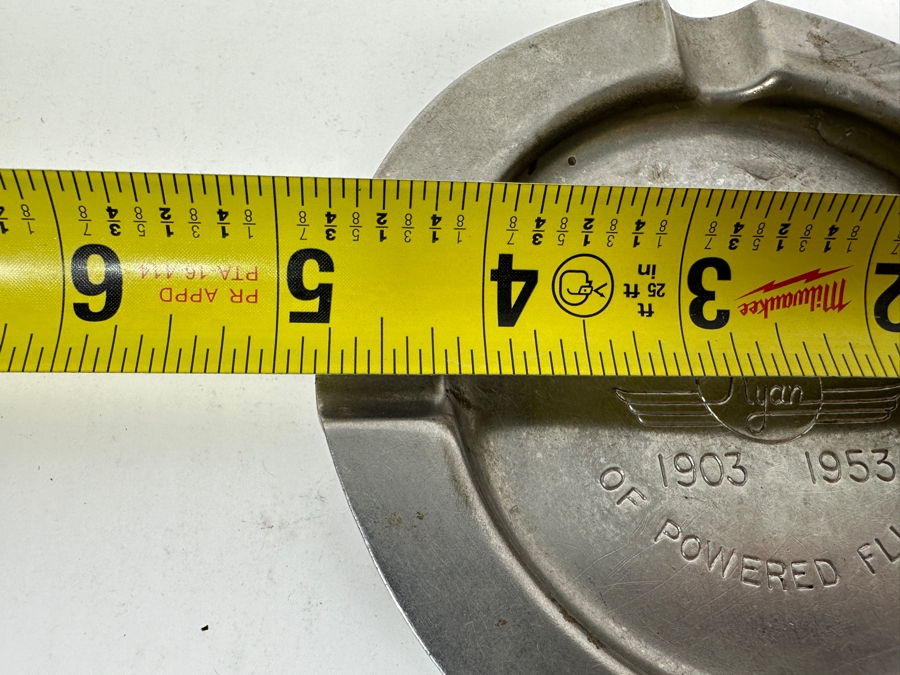 Just Added - Vintage 1953 Ryan Aeronautical Metal Ashtray Commemorating The 50th Anniversary Of Powered Flight 4.75W [Photo 4]