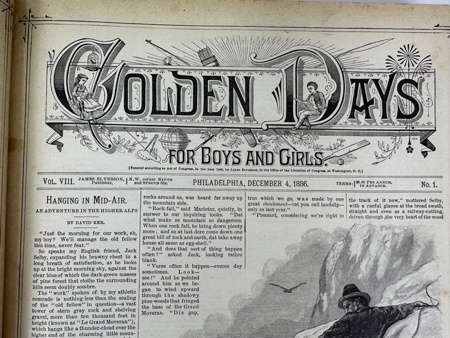 Just Added - Vintage 1886-1887 Golden Days For Boys And Girls Publications Hardcover Bound [Photo 3]