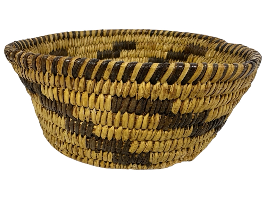 Just Added - Vintage Native American Hand Woven Basket 7W X 2.75H