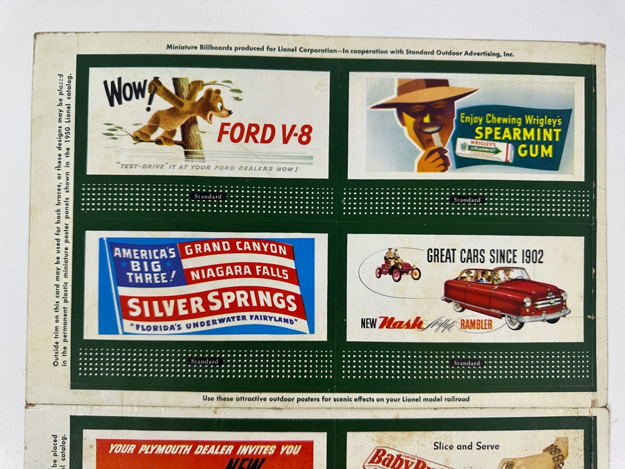 Just Added - Vintage 1950 Lionel Trains Miniature Advertising Billboards 11 X 14 [Photo 3]