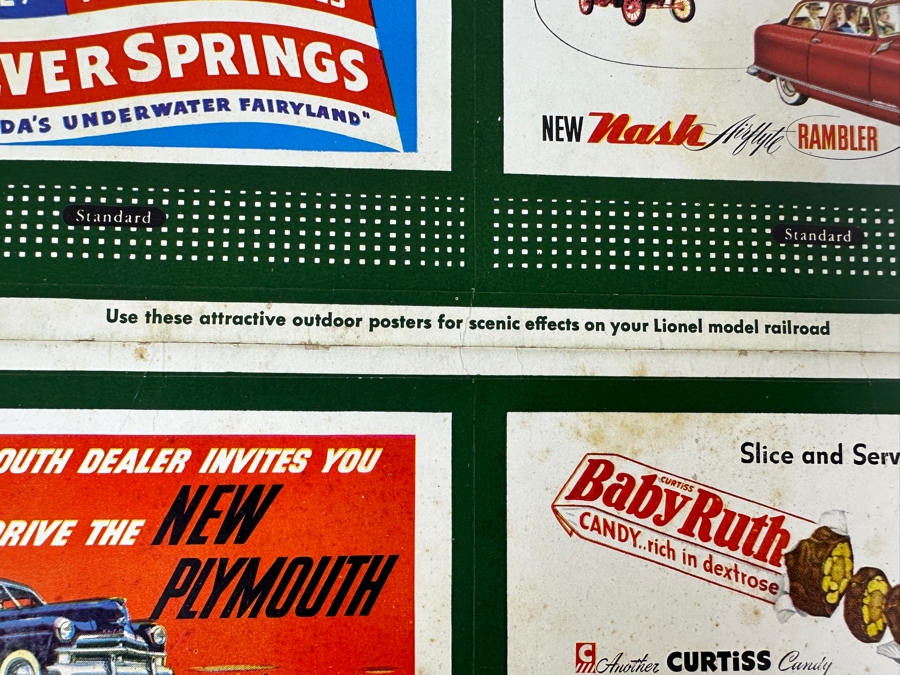 Just Added - Vintage 1950 Lionel Trains Miniature Advertising Billboards 11 X 14 [Photo 12]
